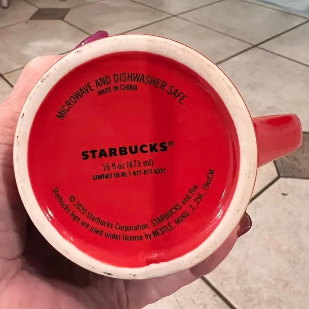 Starbucks red pine tree Christmas offer mug size 16 oz